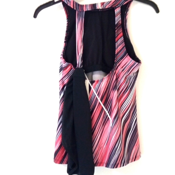 HOLIPICK PINK STRIPE HIGH NECK CUT OUT TOP BLACK MID RISE BOTTOM SIZE SMALL NWT - Picture 5 of 7